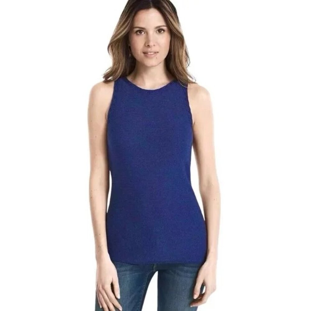 WHBM Deep Marine Sleeveless Sweater